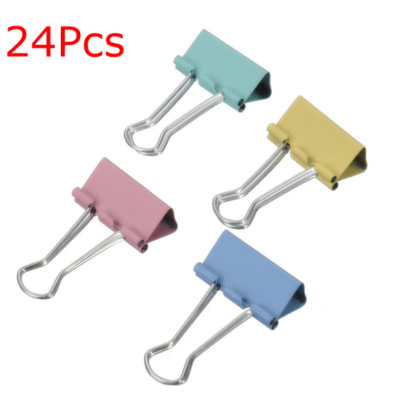 24PCS 32mm Officer Desk Binder Clips Paper Holder Mix 4 Colors