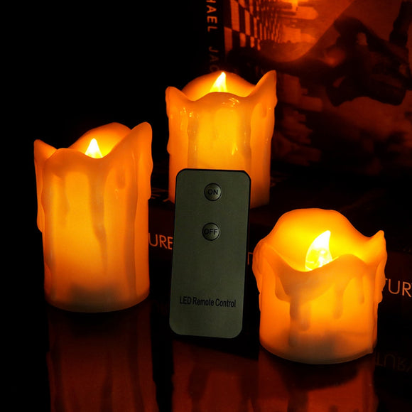 3pcs/Set Flameless LED Candle Electric Candle Night Light Remote Control for Wedding Party