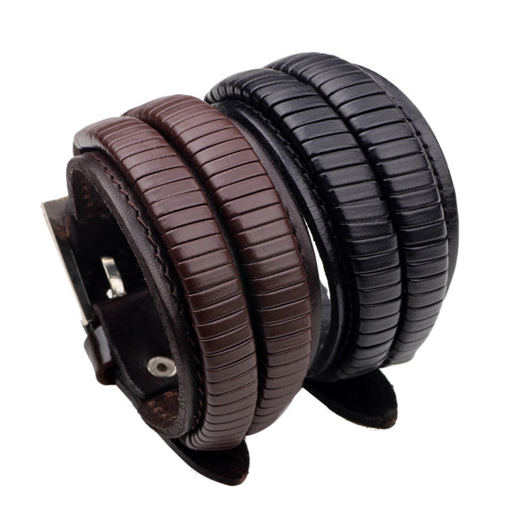 Adjustable Leather Multilayers Woven Men Bracelet Jewelry Clothing Accessories