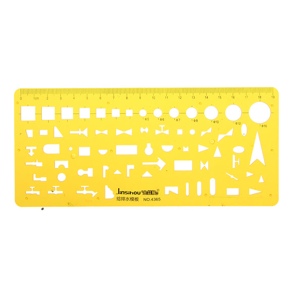 Water Supply and Drainage Design Drawing Template KT Soft Plastifc Ruler Drafting Stencil