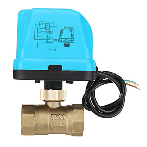 TMOK 1/2 3/4" 1" 1-1/4" Blue Shell Motorized Electric Brass Ball Valve 3 Wire AC 220V Full Port"