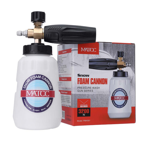 MATCC Upgrade Adjustable Snow Foam Lance Large Bottle Mouth Pressure Washer Jet Washwith 1/4'' Quick Connector