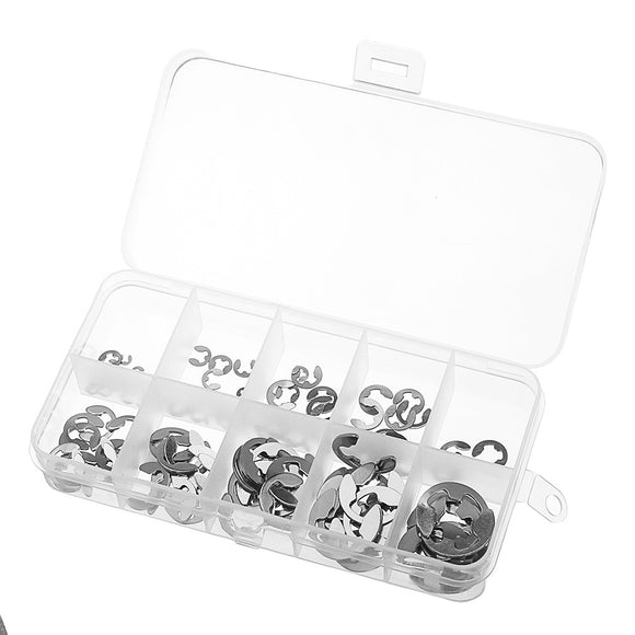 120pcs Stainless Steel E-Clip Circlip Retaining Snap Ring Assorted Kit 1.5-10mm