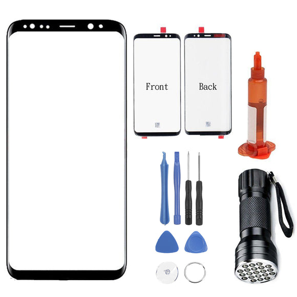 S8/ S8+ Two Specifications Optional Black Mobile Phone Glass Touch Curved Screen + Disassembly Tools + 5ml UV Glue + UV Lamp