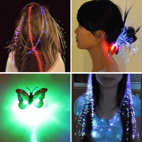 Novelty LED Shining Hair Braids Barrette Flash LED Fiber Hairpin Clip Light Up Headband Decorations