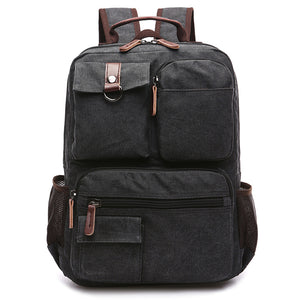 14inch Laptop Men Canvas Backpack Travel Hiking Large Capacity Student Backpack