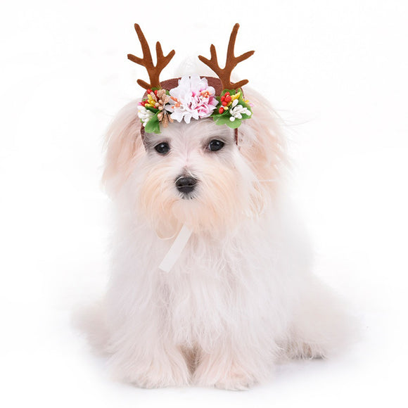 Christmas Reindeer Antlers Puppy grace Hat Pet Toys