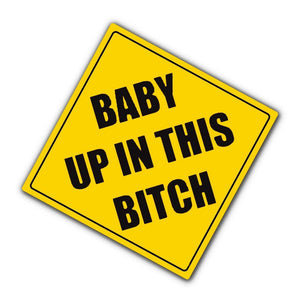 4x4 Inch Yellow Warning Baby In Car Vinyl Decal Funny Sign Stickers Auto Reflective Graphic