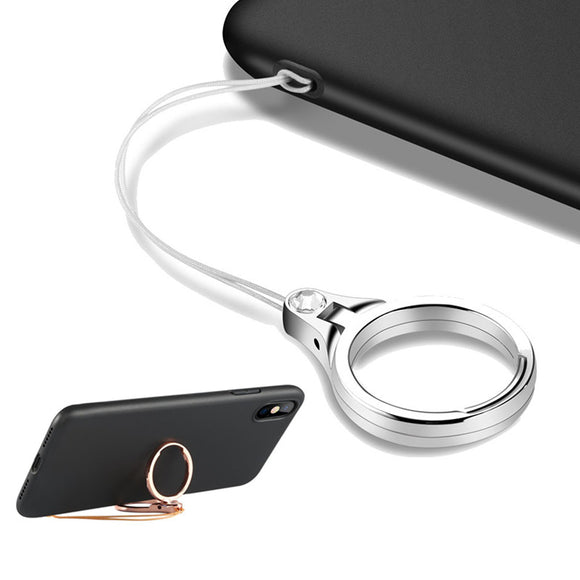 2 in 1 Universal Lanyard Finger Ring Stand Desktop Phone Holder for iPhone Samsung Mobile Phone