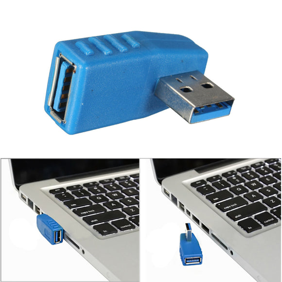 90 Degree Right Angled USB 3.0 Male to USB 3.0 Female Adapter Converter