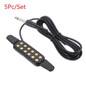 5Pcs KQ3 Acoustic Guitar Pickup Microphone Wire Amplifier 12 Holes Black