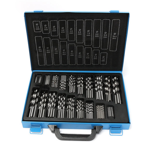 170Pcs 1mm-10mm 4241 HSS Engineering Twist Drill Bits Set