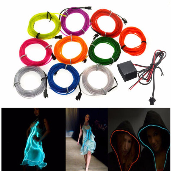 4M 10 Colors 12V Flexible Neon EL Wire Light Dance Party Decor Light