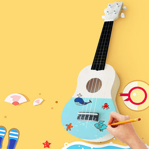 DIY 21 Inch Ukulele Kit Ukulele Handwork Support Painting Kids Toy for Beginner Amateur