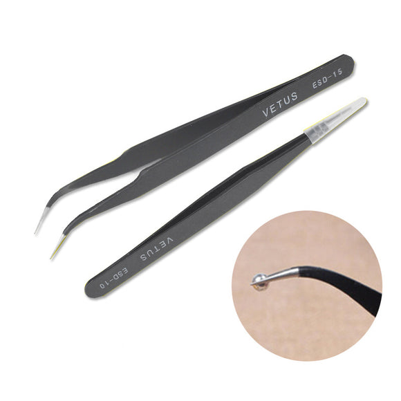 2pcs Muti-funtion Anti-static Elbow and Straight Stainless Steel Tweezer Cake Plier Sugarcraft Tool