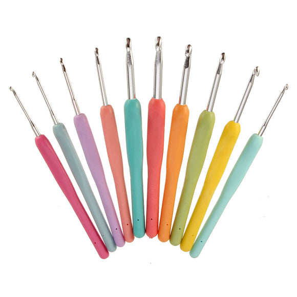 10 Pcs Crochet Hooks Set Soft Multi Color Ergonomic Crochet Hooks Knitting Needles Weave Craft