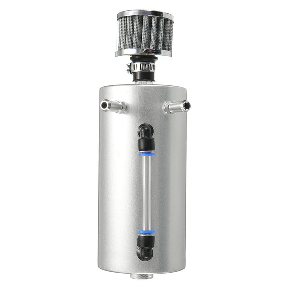 500ml Cylinder Alum Polished Engine Oil Catch Can Tank Tube Breather Air Filter