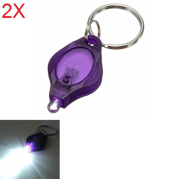 2X Mini LED Light Torch Key Keychain Flashlight Camping Hiking Purple