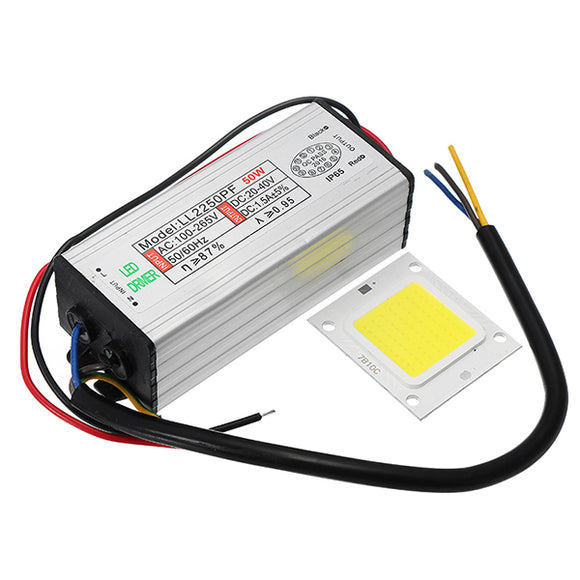 AC100-265V To DC20-40V 50W Waterproof LED Driver Power Supply With SMD Chip