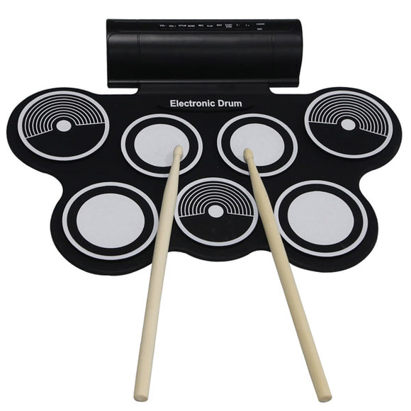 KONIX Portable Roll Up USB MIDI Electronic Drum 7 Pads Built in Speaker for kids Beginners MD759