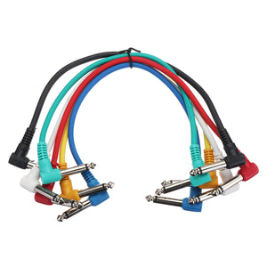 Right Angle 1/4 6Pcs Guitar Effect Pedal Board Cable Patch Cord"