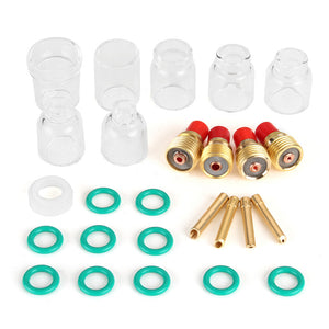26pcs TIG Welding Accessories Torch Clamp Slot Ring Glass for WP-9/20/25 Case