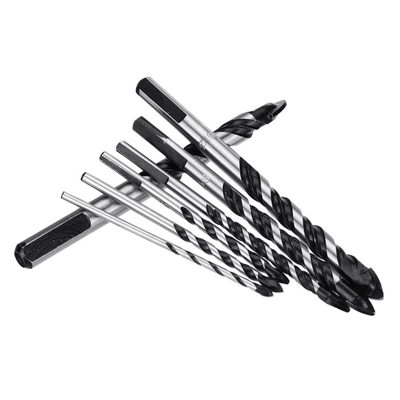 7pcs 3 to 12mm Black Triangle Twist Drill Bit Set Concrete Glass Ceramics Tile Marble Drill Bit