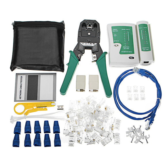 84 Pcs Network Tool Set Network Wire Stripper Cable Tester Detector Connectors Crimper Tool