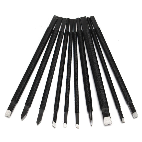 10Pcs Steel Chisel Set Stone Carving Knife Artist Woodworkers Tools