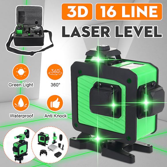 16 Line 360 Horizontal Vertical Cross 3D Green Light Laser Level Self-Leveling Measure Super Powerful Laser Beam