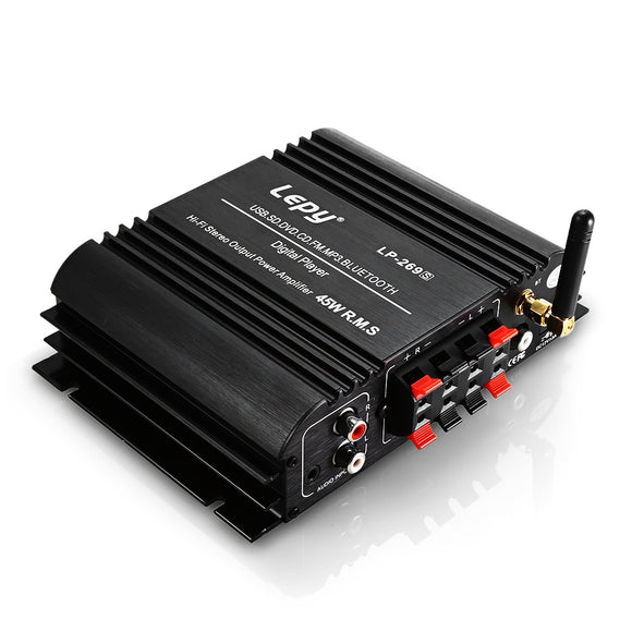 LP-269S HiFi Digital Car Stereo Bluetooth Amplifier US Plug 2 Channel Powerful Sound Compatible With Car Motorcycle Computer Speaker