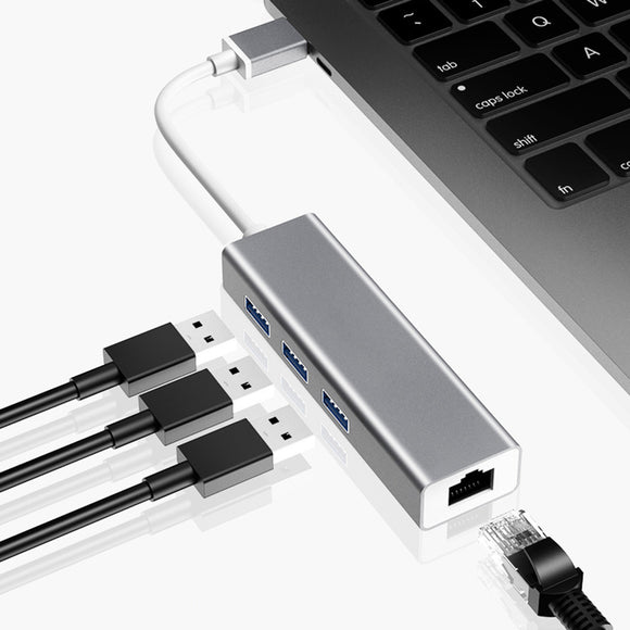 Bakeey USB Hub Adapter Converter With RJ45 Gigabit  Network Port + USB 3.0 * 3 For Laptop Notebook MacBook