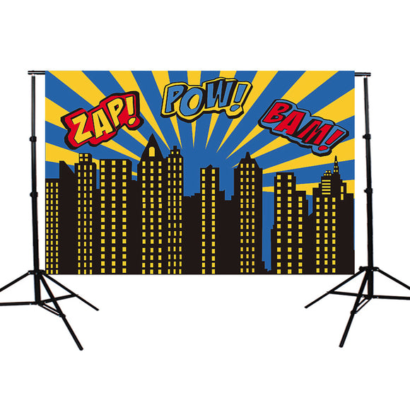 5x3ft Comic Building Theme Vinyl  Photography Background Backdrop for Studio Photo