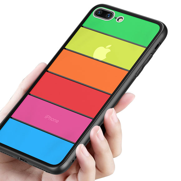 Bakeey Rainbow Scratch Resistant Tempered Glass Back Cover TPU Frame Protective Case For iPhone