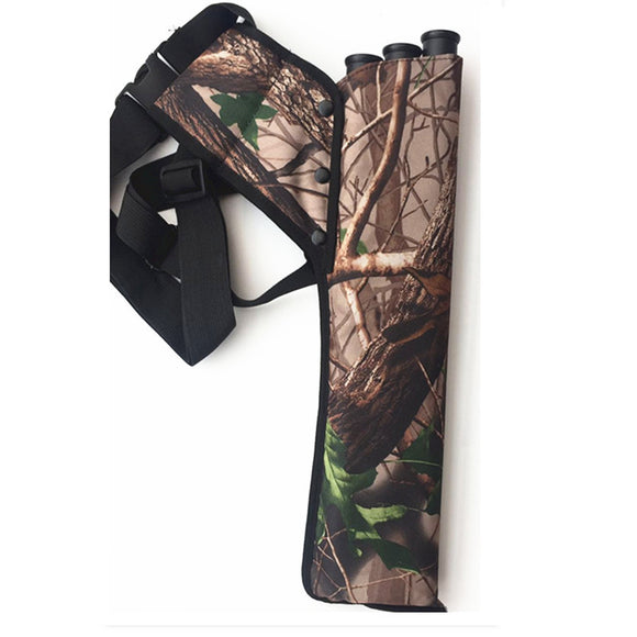 Archery Bow Holder 3 Tube Bag Back Side Waist Quiver Camo Sport Hunting Bag