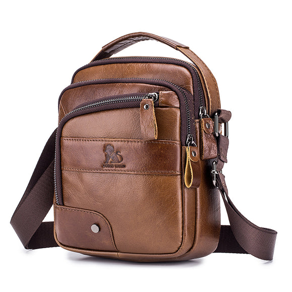 Men Genuine Leather Bag Multi-layer Cowhide Crossbody Bag