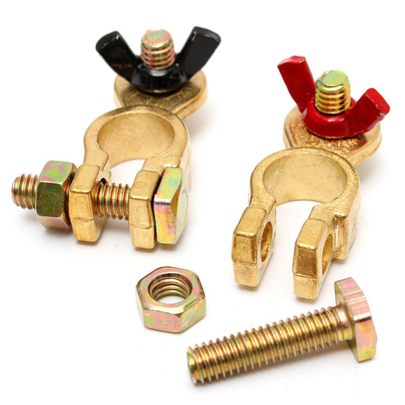 2 x Copper Universal Positive&Nagative Car Battery Terminal Clamp Clip Connector
