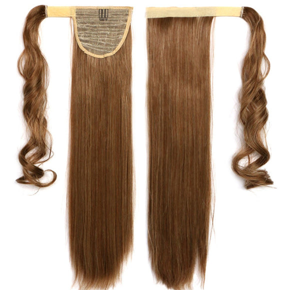 Wrap Around Clip In Magic Paste Ponytail Hair Extensions Long Straight Pony Tail