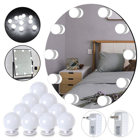 10PCS Hollywood Style Pure White LED Vanity Mirror Light Bulb Kit With Dimmer Controller for Makeup Dressing