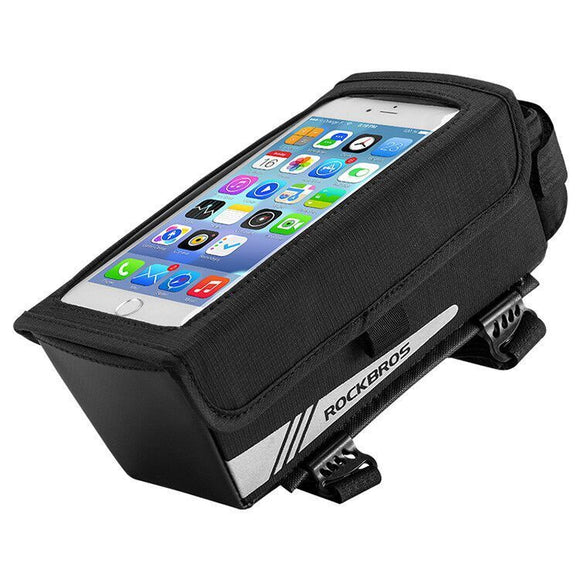 ROCKBROS B52 1.3L Bike Bag Bicycle Front Tube Bag Waterproof Portable Cycling Storage Bag 6.2inch Phone Touch Screen Bag