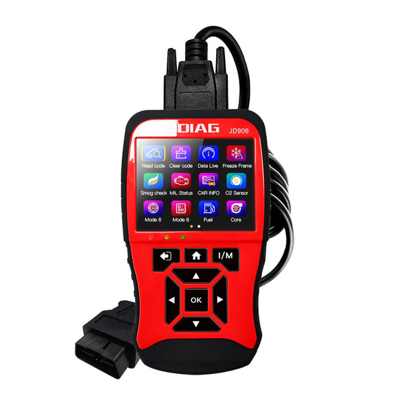 JDiag JD906 OBD2 Car Scanner OBDII Diagnostic Tool EOBD Automotive Engine Fault Code Reader Battery Tester with TFT Color Screen