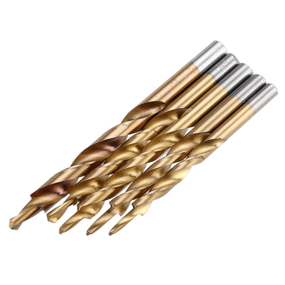 Drillpro 5Pcs Titanium Coating Twist Step Drill Bits for Manual Pocket Hole Jig Master System Woodworking Tool