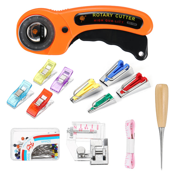 1/12/13Pcs Fabric Bias Tape Maker Rotary Cutter Kit Sewing Quilting Awl Pin Binder Foot Tools Set