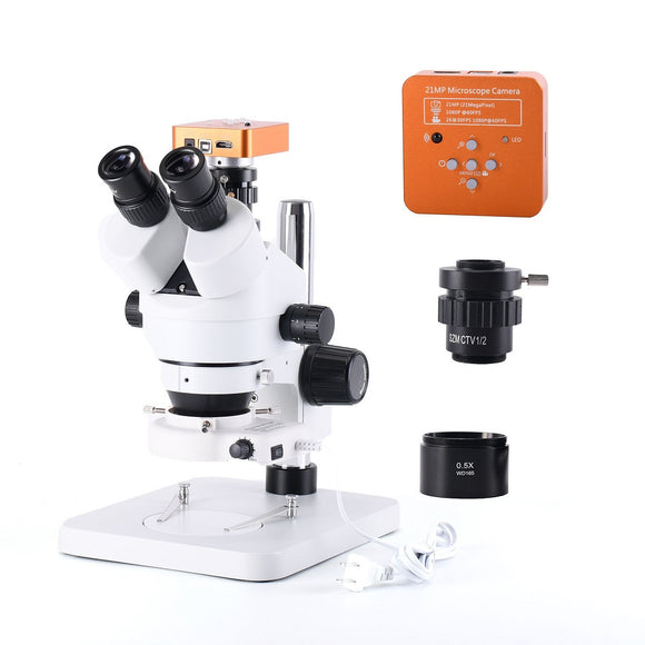 21MP 2K HD USB Microscope Camera with 56 LED Light Trinocular Stereo Microscope Zoom 7X-45X Repair Microscope For PCB Soldering