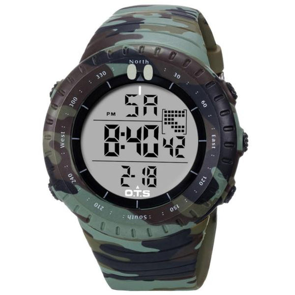 OTS 7005 Fashion Men Digital Watch Camouflage Strap LED Swimming Sport Watch