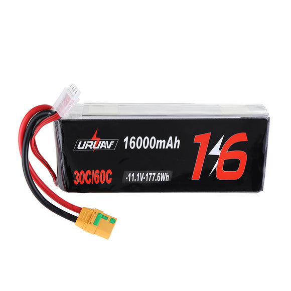 URUAV 11.1V 16000mAh 30/60C 3S Lipo Battery XT90 Plug for RC Quadcopter Agriculture Drone