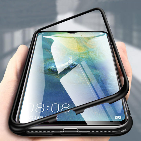 Bakeey 360 Magnetic Adsorption Flip Metal Tempered Glass Protective Case for Huawei Mate 20