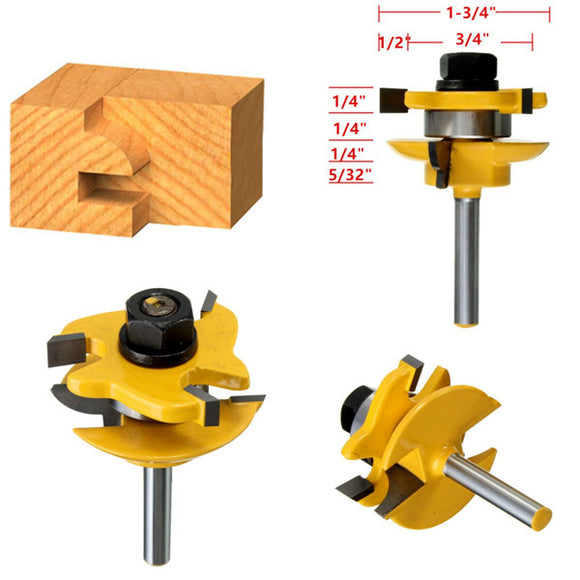 Drillpro RB15 3pcs 1/4 Inch Round Rail Stile Router Bits Wood Working Cutter
