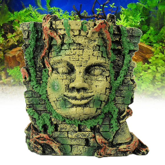 Ancient Roman Ruins Ornament for Aquarium Fish Tank Decorations Maya People Mask Hiding Hole