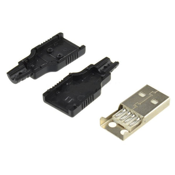 50pcs USB2.0 Type-A Plug 4-pin Male Adapter Connector Jack With Black Plastic Cover